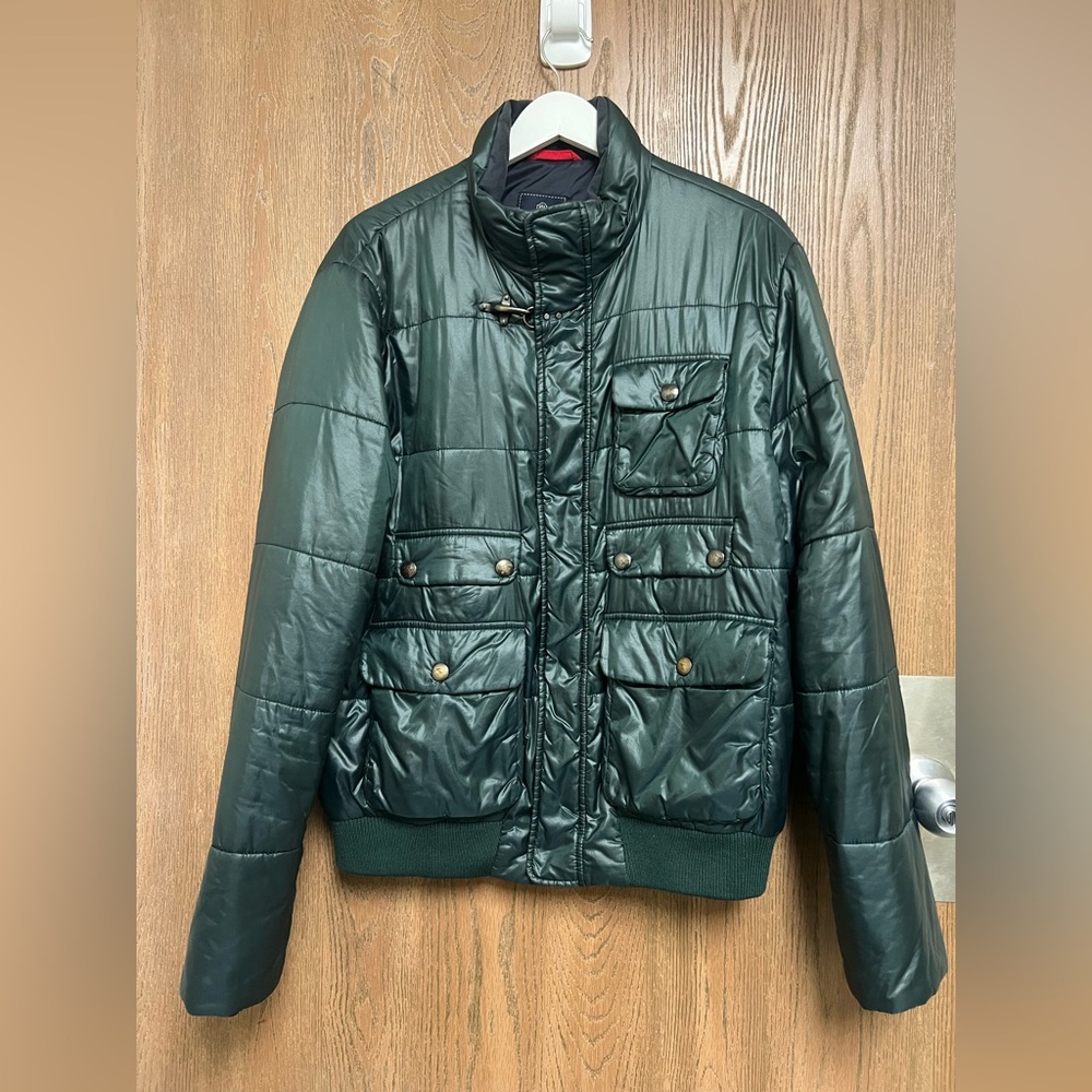 Fay Men Dark Green Made in Italy Polyamide Jacket with Hook Clasp